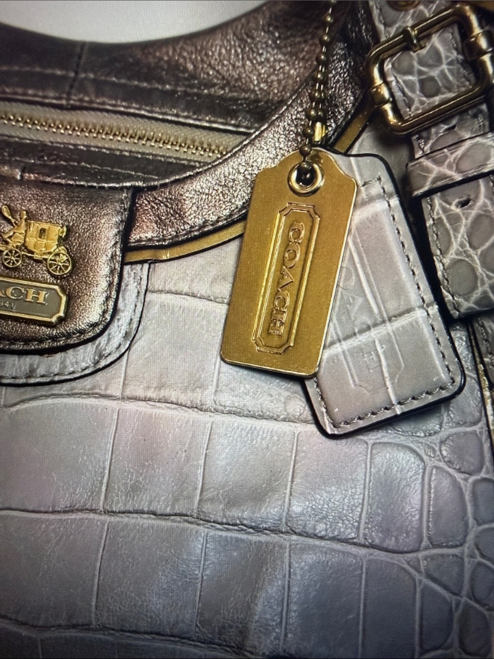 Coach Madison Abigail Exotic Embossed Leather Carryall Satchel w Dust Bag - EUC - Picture 4 of 12